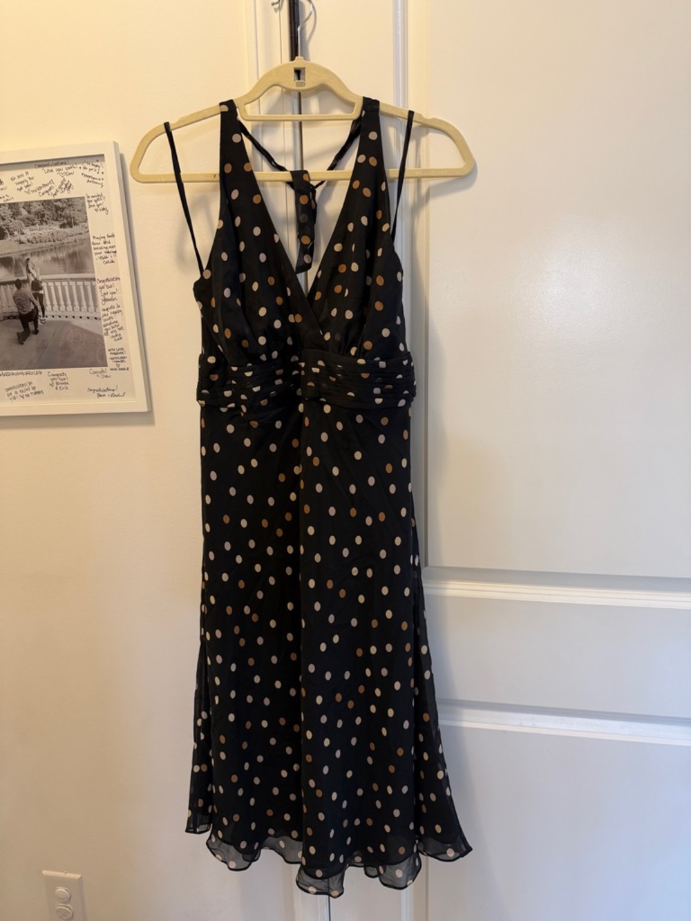 Black Polka Dot V-Neck Midi Dress